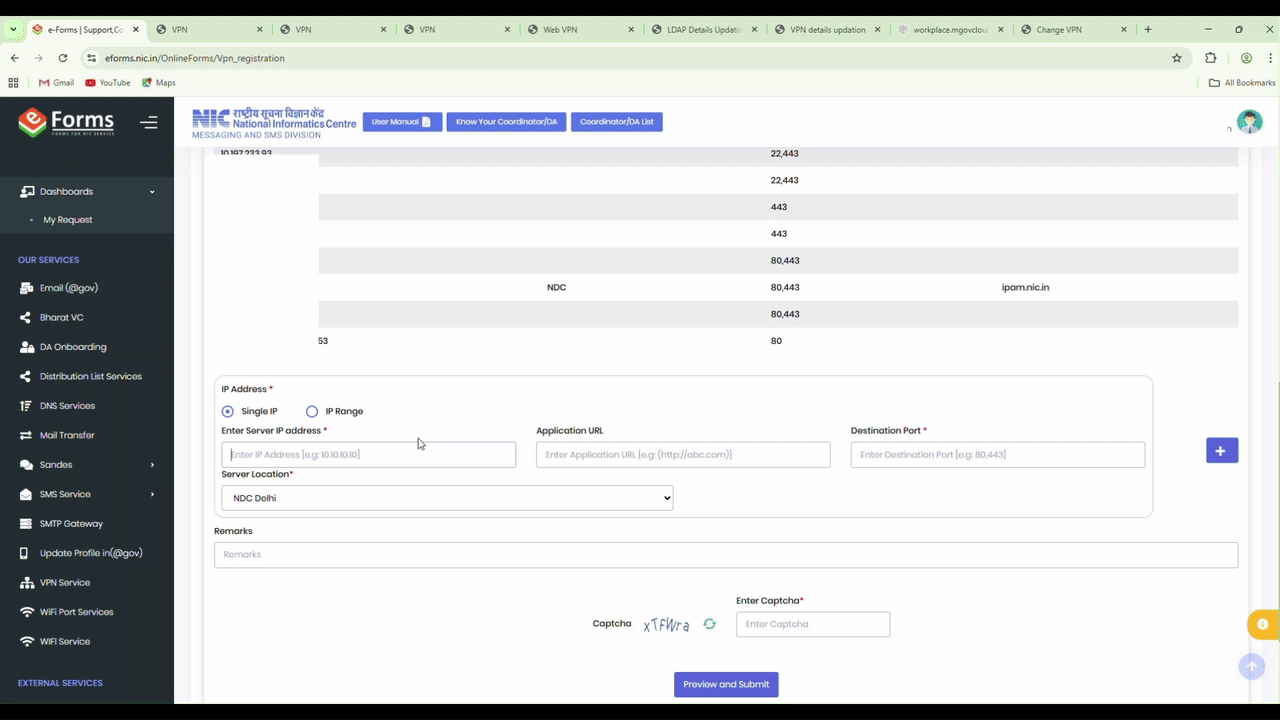 Screenshot of new IP address entry screen